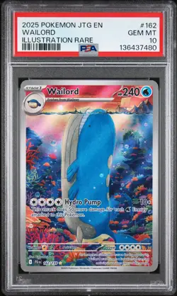 2025 POKEMON JTG EN-JOURNEY TOGETHER ILLUSTRATION RARE #162 WAILORD PSA 10 - Image 1