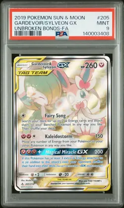 2019 POKEMON SUN & MOON UNBROKEN BONDS FULL ART/GARDEVOIR & SYLVEON GX PSA 9 - Image 1