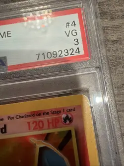 1999 POKEMON BASE SET UNLIMITED #4 CHARIZARD-HOLO PSA 3 - Image 2