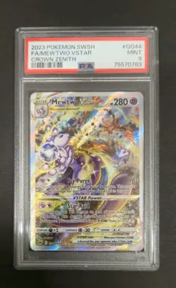 2023 POKEMON SWORD & SHIELD CROWN ZENITH #GG44 FULL ART/MEWTWO VSTAR PSA 9 - Image 1