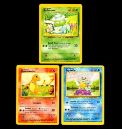 1999 Pokemon BULBASAUR CHARMANDER & SQUIRTLE Base Set OC ERROR Cards Lot WotC EX - Image 1
