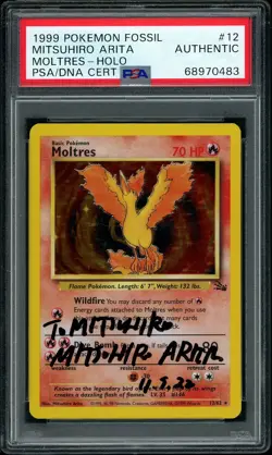 Pokemon Mitsuhiro Arita Signed Fossil Moltres Holo Rare PSA/DNA AUTO Authentic - Image 1