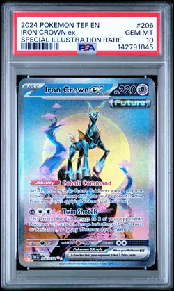 2024 Pokemon Temporal Forces Iron Crown EX Special Illustration Rare PSA 10 #206 - Image 1