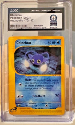 Chinchou 70/147 Aquapolis - CGC - 2003 Pokemon Card - Gray Brothers Guinness - Image 1