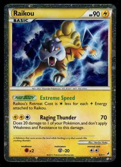 Pokemon Shiny Raikou SL9 Heartgold & SoulSilver Call of Legends Secret Rare NM - Image 1