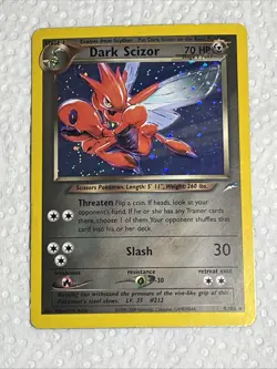 Dark Scizor 9/105 Neo Destiny Holo MP Pokemon Card WOTC Vintage - Image 1
