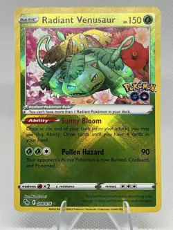 Pokemon Radiant Venusaur Radiant Rare Holo Pokemon GO 004/078 Card - Image 1