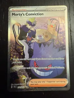 Pokemon Morty's Conviction 211/162 SV05 Trainer Full Art Holo Special Rare Card - Image 1