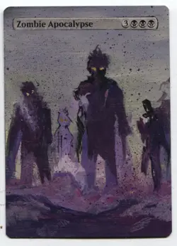 Zombie Apocalypse Altered Art Mtg Hand Painted Card Commander - Image 1