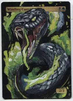 Winding Constrictor Altered Art Mtg Hand Painted Card Commander - Image 1