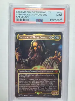 MTG Saruman of Many Colors FOIL PSA 9 MINT Lord of the Rings Magic Full Art #412 - Image 1