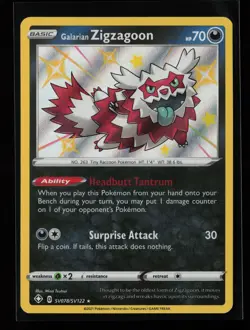 Galarian Zigzagoon SV078/SV122 Shiny Holo Rare Shining Fates Pokemon Card - Image 1
