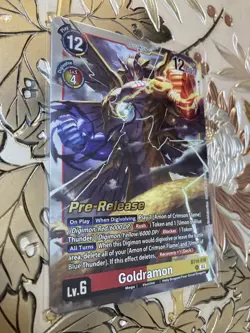 Digimon Card Game Pre-Release Foil Goldramon BT14-018 Blast Ace - Image 1