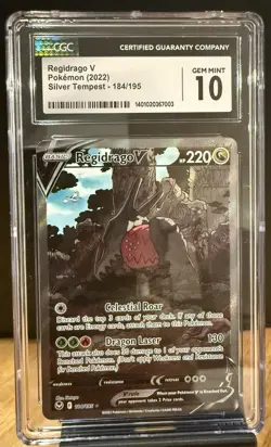 2022 POKEMON SILVER TEMPEST ULTRA RARE HOLO #184/195 REGIDRAGO V CGC 10 GEM MINT - Image 1