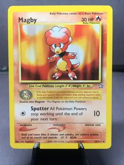 Pokemon TCG Magby 23/111 Neo Genesis Unlimited Rare WOTC NM VTG 2000 - Image 1