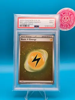 PSA 9 - 2023 Pokemon SVE EN, Basic Lightning Energy, Cosmos Holo - Image 1