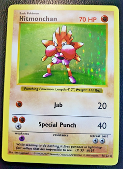1999 Pokemon Shadowless #7 Hitmonchan Holo Base - Image 3