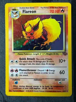 Pokemon Flareon 3/64 Jungle Unlimited Holo Rare Vintage WOTC 1999 MP - Image 4