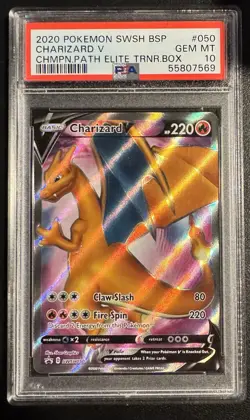 Pokemon Charizard V #SWSH50 - Sword & Shield Champions Path ETB Promo PSA 10 - Image 1