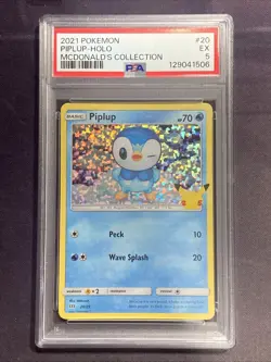 2021 Pokemon McDONALD'S Collection #20 PIPLUP HOLO PSA 5 EX - Image 1