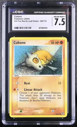 CGC 7.5 Cubone EX Fire Red & Leaf Green #60/112 2004 Pokemon - Image 1