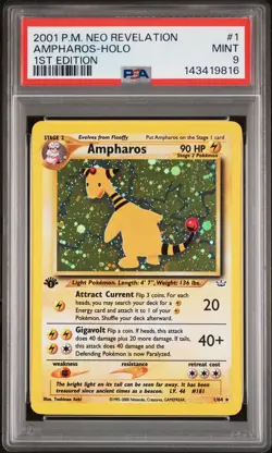 2001 POKEMON NEO REVELATION 1ST ED #1 AMPHAROS-HOLO PSA 9 - Image 1