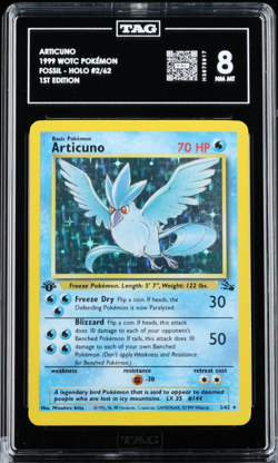 POKEMON 1999 ARTICUNO FOSSIL - 1ST EDITION #2/62 TAG 8 - Image 1