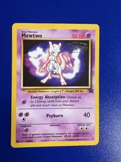 Mewtwo 3 Wotc Black Star Promo Pokemon English WB The First Movie Stamped 1999 - Image 2