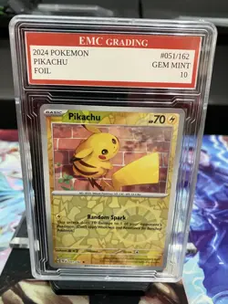PIKACHU 2024 HOLO FOIL #051/162 Pokemon RARE Card GRADED 10 MINT - Image 1