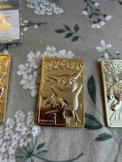 Set Of 4 23K Gold Plated Pokemon Cards Vintage 1999 Burger King Two Balls, Boxes - Image 3