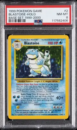 1999 POKEMON GAME BASE SET 1999-2000 #2 BLASTOISE-HOLO PSA 8 - Image 1