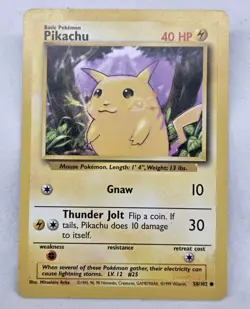 Pikachu 58/102 Yellow Cheeks Base Set 1999 Pokemon Unlimited - Image 1