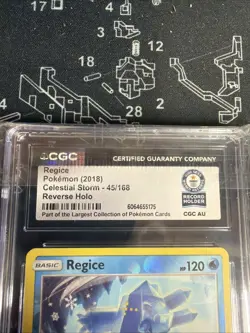 2018 Pokemon Regice Celestial Storm 45/168 Rev Holo World Record Gray Collection - Image 2