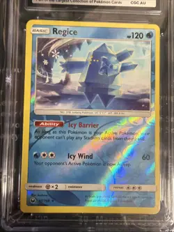2018 Pokemon Regice Celestial Storm 45/168 Rev Holo World Record Gray Collection - Image 3