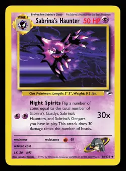 Sabrina's Haunter 58/132 Uncommon Gym Heroes Pokemon Card - Image 1