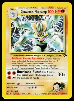 Giovanni's Machamp 6/132 Holo Rare Gym Challenge Pokemon Card - Image 1