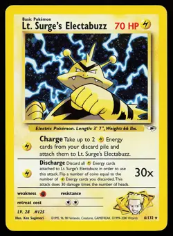 Lt. Surge's Electabuzz 6/132 Holo Rare Gym Heroes Pokemon Card - Image 1