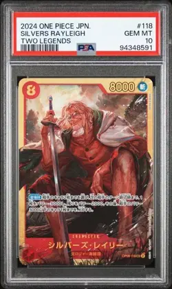 PSA 10 2024 ONE PIECE JAPANESE TWO LEGENDS OP08-118 SEC SILVERS RAYLEIGH - Image 1