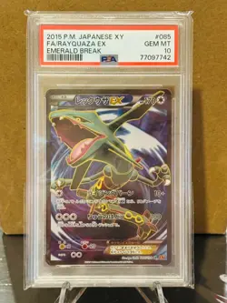 Pokemon Japanese XY Rayquaza Ex 085/078 UNLIMITED SR Emerald Break PSA 10 - Image 1