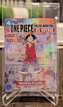ONE PIECE COLLEGE BASKETBALL US VOYAGE MONKEY D. LUFFY GONZAGA PROMO SEALED!!! - Image 1