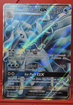 Pokemon TCG Alolan Ninetales GX Full Art Holo Card 132/145 Sm-Guardians Rising - Image 1