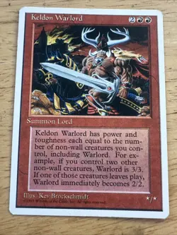 Keldon Warlord NM 4th Edition 1995 Magic the Gathering Card MTG TCG - Image 1