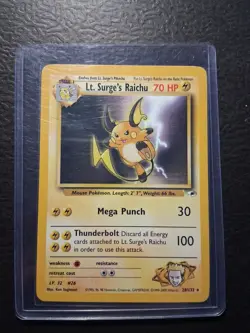 Pokemon TCG - Lt. Surge's Raichu 28/132 Rare 2000 Gym Heroes - LIGHTLY PLAYED - Image 1