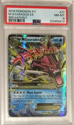2016 Pokemon XY Breakpoint PSA 8 Mega M Shiny Gyarados EX Holo #27 - Image 1
