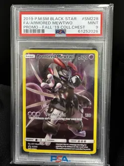 Pokemon PSA 9 MINT Armored Mewtwo SM228 Collection Chest Promo Holo 2019 - Image 1