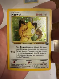2000 Pokemon Meowth Holo WOTC Black Star Promo #10 - Pokemon TCG Game Boy SWIRL! - Image 1