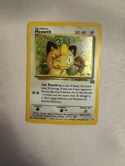 2000 Pokemon Meowth Holo WOTC Black Star Promo #10 - Pokemon TCG Game Boy SWIRL! - Image 2
