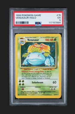 1999 Venusaur Base Set Rare Holo Pokemon #15 PSA 5 EX 15/102 - Image 1