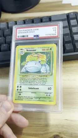 1999 Venusaur Base Set Rare Holo Pokemon #15 PSA 5 EX 15/102 - Image 2