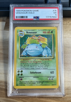 1999 Venusaur Base Set Rare Holo Pokemon #15 PSA 5 EX 15/102 - Image 4